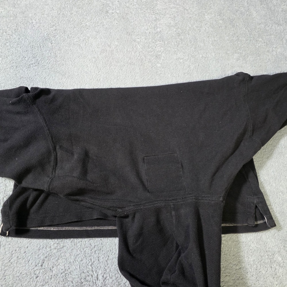 American Eagle Mens XL Hoodie Black Waffle Knit Thermal Graphic Vintage Fit 1977 - Picture 4 of 5